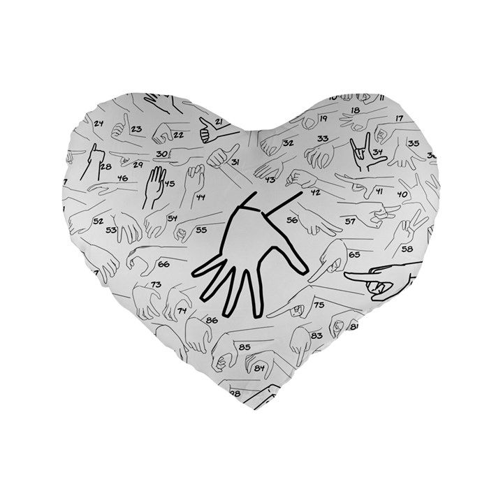 Hands Reference Art Drawing Standard 16  Premium Heart Shape Cushions
