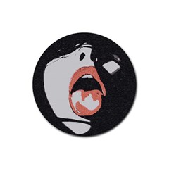 Wide Open And Ready - Kinky Girl Face In The Dark Rubber Coaster (round)  by Casemiro