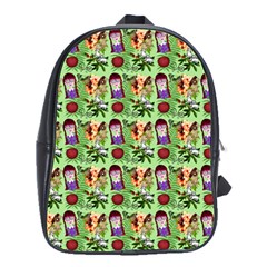 Purple Glasses Girl Pattern Green School Bag (large) by snowwhitegirl