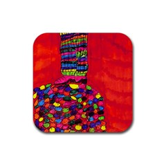 Colorful Leg Warmers Rubber Coaster (square)  by snowwhitegirl