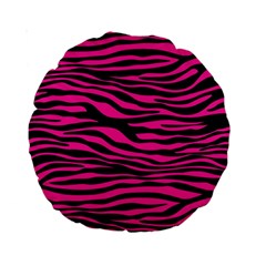 Pink Zebra Standard 15  Premium Round Cushions by Angelandspot