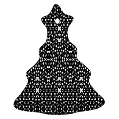 Ethnic Black And White Geometric Print Christmas Tree Ornament (two Sides) by dflcprintsclothing