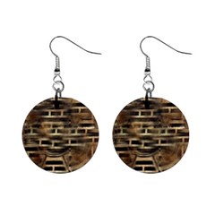 Textures Brown Wood Mini Button Earrings