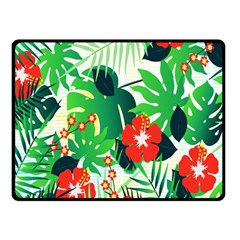 Tropical Leaf Flower Digital Double Sided Fleece Blanket (small)  by Mariart