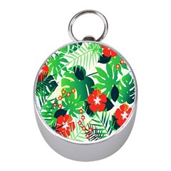 Tropical Leaf Flower Digital Mini Silver Compasses by Mariart