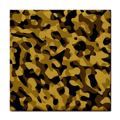 Black Yellow Brown Camouflage Pattern Tile Coaster by SpinnyChairDesigns