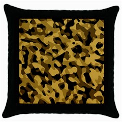 Black Yellow Brown Camouflage Pattern Throw Pillow Case (black) by SpinnyChairDesigns