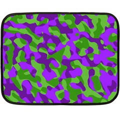 Purple And Green Camouflage Double Sided Fleece Blanket (mini)  by SpinnyChairDesigns