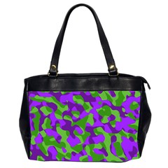 Purple And Green Camouflage Oversize Office Handbag (2 Sides) by SpinnyChairDesigns