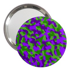 Purple And Green Camouflage 3  Handbag Mirrors by SpinnyChairDesigns