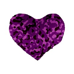 Dark Purple Camouflage Pattern Standard 16  Premium Flano Heart Shape Cushions by SpinnyChairDesigns