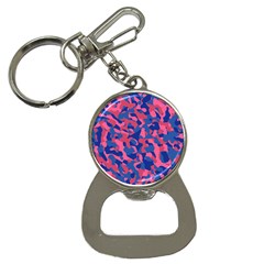 Blue And Pink Camouflage Pattern Bottle Opener Key Chain by SpinnyChairDesigns
