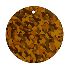 Brown And Orange Camouflage Round Ornament (two Sides) by SpinnyChairDesigns