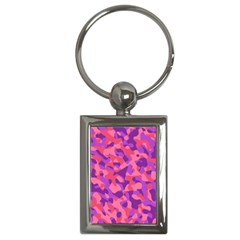 Pink And Purple Camouflage Key Chain (rectangle) by SpinnyChairDesigns