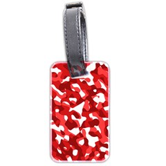 Red And White Camouflage Pattern Luggage Tag (two Sides) by SpinnyChairDesigns