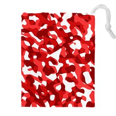 Red And White Camouflage Pattern Drawstring Pouch (5xl) by SpinnyChairDesigns