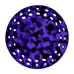 Purple Black Camouflage Pattern Ornament (round Filigree) by SpinnyChairDesigns