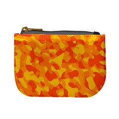 Orange And Yellow Camouflage Pattern Mini Coin Purse by SpinnyChairDesigns