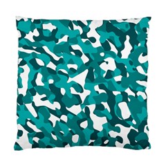 Teal And White Camouflage Pattern Standard Cushion Case (one Side) by SpinnyChairDesigns