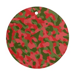 Pink And Green Camouflage Pattern Ornament (round) by SpinnyChairDesigns