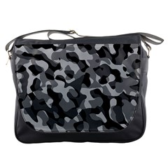 Grey And Black Camouflage Pattern Messenger Bag by SpinnyChairDesigns