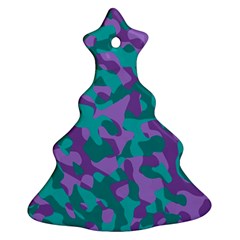 Purple And Teal Camouflage Pattern Ornament (christmas Tree)  by SpinnyChairDesigns