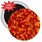 Red and Orange Camouflage Pattern 3  Magnets (100 pack)
