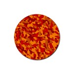 Red and Orange Camouflage Pattern Rubber Round Coaster (4 pack) 