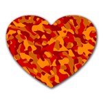 Red and Orange Camouflage Pattern Heart Mousepads