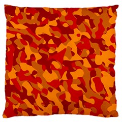 Red And Orange Camouflage Pattern Large Cushion Case (one Side) by SpinnyChairDesigns