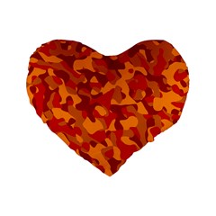 Red And Orange Camouflage Pattern Standard 16  Premium Flano Heart Shape Cushions by SpinnyChairDesigns