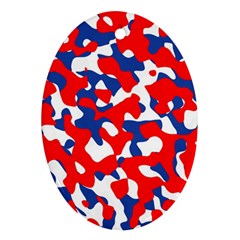 Red White Blue Camouflage Pattern Ornament (oval)
