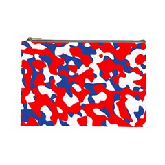 Red White Blue Camouflage Pattern Cosmetic Bag (large) by SpinnyChairDesigns