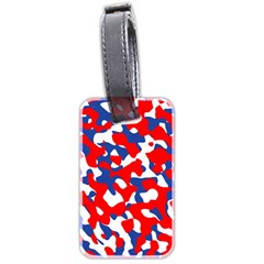 Red White Blue Camouflage Pattern Luggage Tag (two Sides) by SpinnyChairDesigns