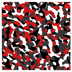 Black Red White Camouflage Pattern Wooden Puzzle Square by SpinnyChairDesigns