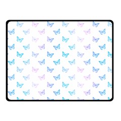 Light Blue Pink Butterflies Pattern Double Sided Fleece Blanket (small)  by SpinnyChairDesigns