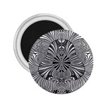 Abstract Art Black and White Floral Intricate Pattern 2.25  Magnets