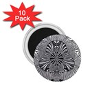Abstract Art Black and White Floral Intricate Pattern 1.75  Magnets (10 pack) 
