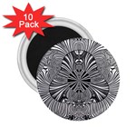 Abstract Art Black and White Floral Intricate Pattern 2.25  Magnets (10 pack) 