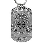 Abstract Art Black and White Floral Intricate Pattern Dog Tag (One Side)