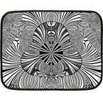 Abstract Art Black and White Floral Intricate Pattern Double Sided Fleece Blanket (Mini) 