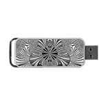 Abstract Art Black and White Floral Intricate Pattern Portable USB Flash (One Side)