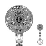 Abstract Art Black and White Floral Intricate Pattern Stainless Steel Nurses Watch