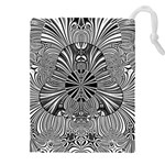 Abstract Art Black and White Floral Intricate Pattern Drawstring Pouch (5XL)
