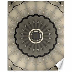 Beige Kaleidoscope Mandala Arabesque Pattern Canvas 11  X 14  by SpinnyChairDesigns