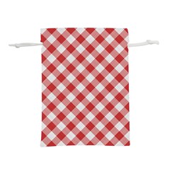 Picnic Gingham Red White Checkered Plaid Pattern Lightweight Drawstring Pouch (m) by SpinnyChairDesigns