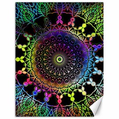 Colorful Rainbow Colored Arabesque Mandala Kaleidoscope  Canvas 12  X 16  by SpinnyChairDesigns