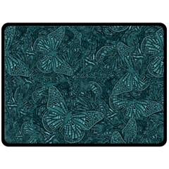 Dark Teal Butterfly Pattern Double Sided Fleece Blanket (large)  by SpinnyChairDesigns
