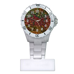 Stylish Fall Colors Camouflage Plastic Nurses Watch by SpinnyChairDesigns