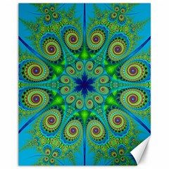 Peacock Mandala Kaleidoscope Arabesque Pattern Canvas 11  X 14  by SpinnyChairDesigns